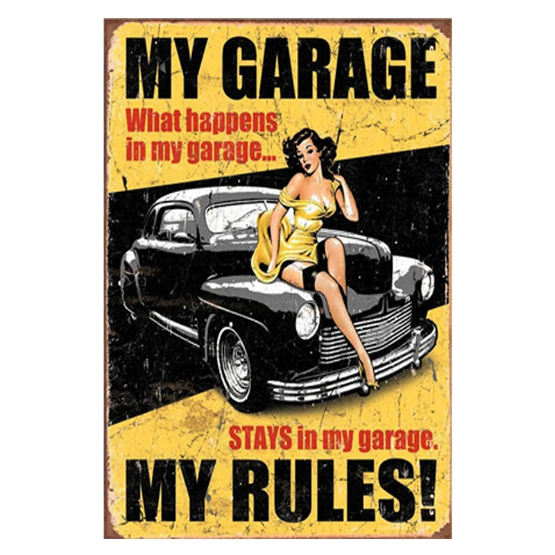 Железный Знак My Garage Rules металлическое украшение винтажная жестяная доска