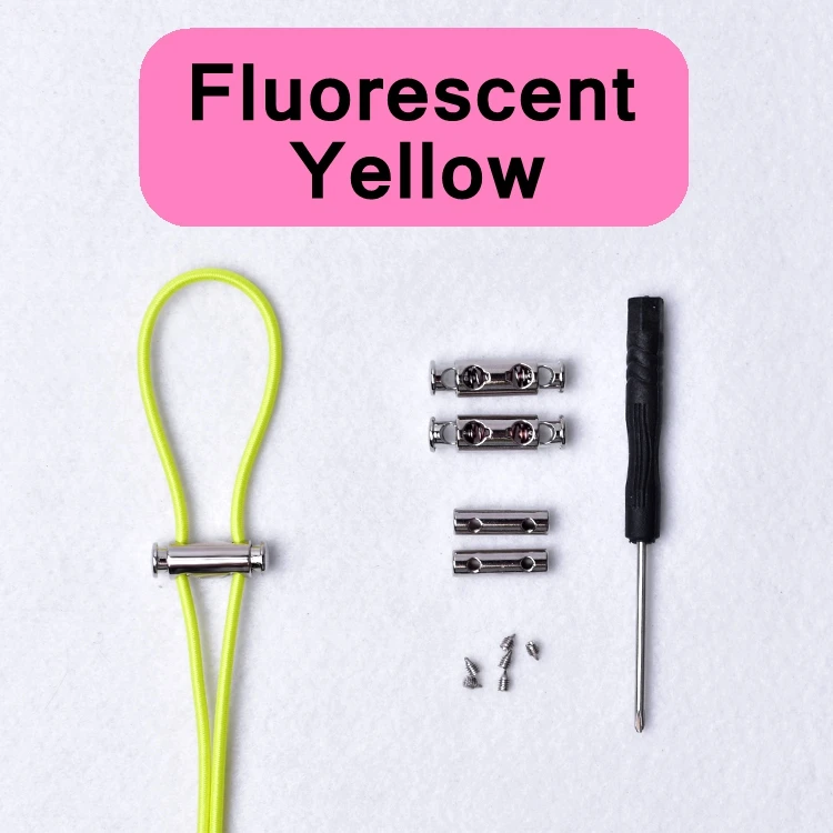 Fluorescent Yellow 1 пара, 16 цветов, эластичные шнурки без шнурков, шнурки для обуви с металлическим замком, шнурки для ленивых детей и взрослых, быстрые шнурки для кроссовок - Цвет: Fluorescent Yellow