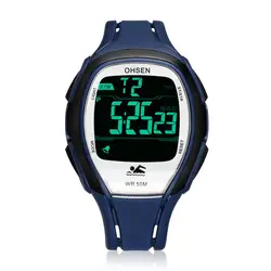 Новинка OHSEN модные цифровые часы для мужчин водонепроницаемые мужские военные наручные часы с будильником и секундомером спортивные часы