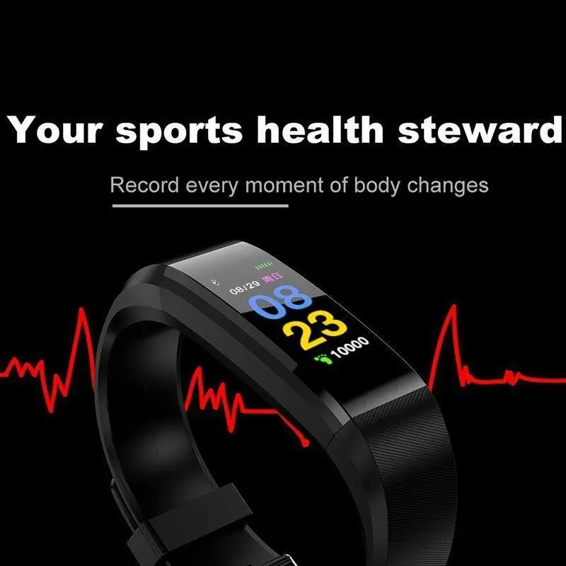 115 плюс браслет, браслет для здоровья, смарт-браслет для измерения артериального давления, водонепроницаемый фитнес-трекер, смарт-часы для мужчин и женщин, 1EH