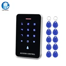Sistema de Control de acceso con teclado táctil RFID, controlador inteligente de acceso RFID WG26 + 10 llaveros EM4100, 12V de CC, 125KHz