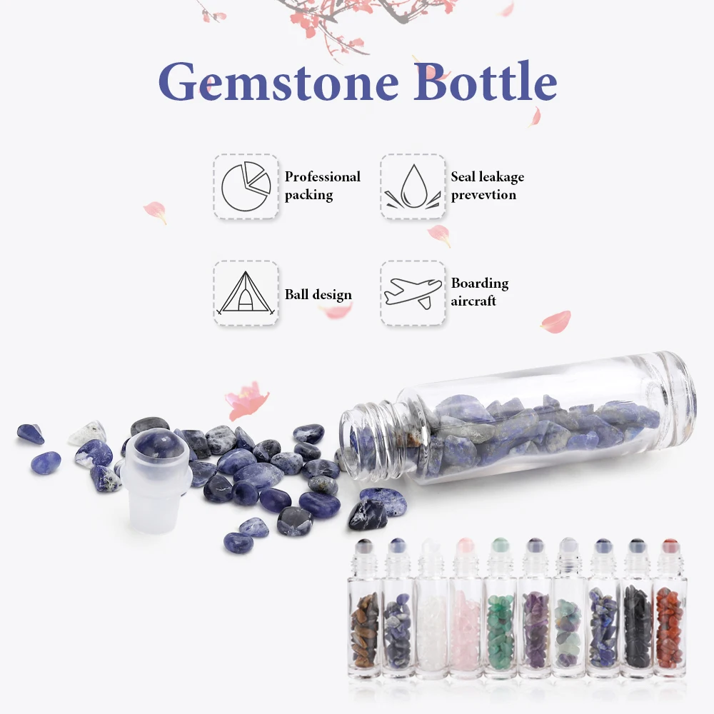 garrafas naturais do rolo da pedra preciosa dos pces para rolo recarregável dos óleos essenciais