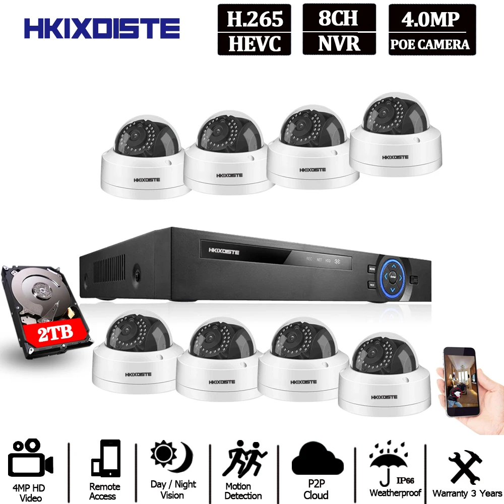 H.265 POE NVR 8CH ip-камера 16CH 5MP система 8 шт. 48 В суперпрозрачная 4MP купольная ip-камера безопасности комплект видеонаблюдения NVR комплект