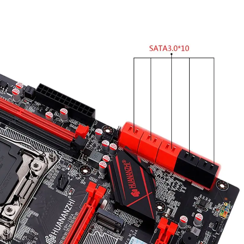 Huananzhi X99 Motherboard with M.2 NVMe Slot LGA2011-3 DDR3 4 Channel 4xUSB 3.0 10xSATA 3.0 Ports