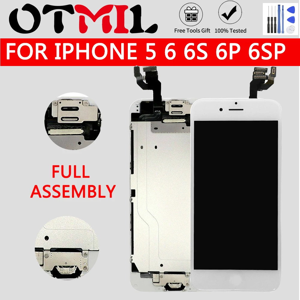 Для iPhone 6 6s 6P 6s P lcd полная сборка lcd экран дисплей сенсорный экран дигитайзер Полная замена pantalla Кнопка камера lcd
