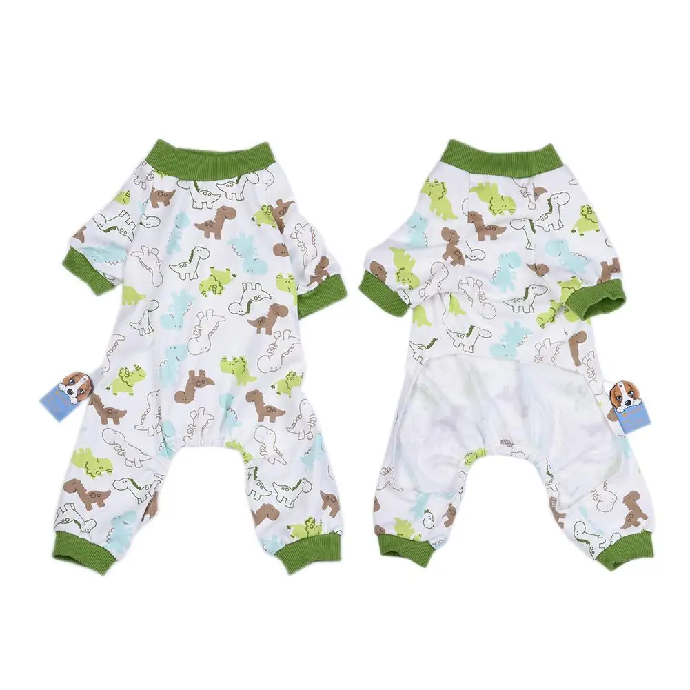 Pet Dog Pajamas Cotton Dog Coat Jumpsuit Dinosaur Pattern Dogs Puppy