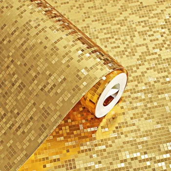 

3DWaterproof Wallpaper Roll Golden Silver Mosaic Wall Paper Kitchen Home Decoration 3d Wall Sticker Living Room Bar Mural