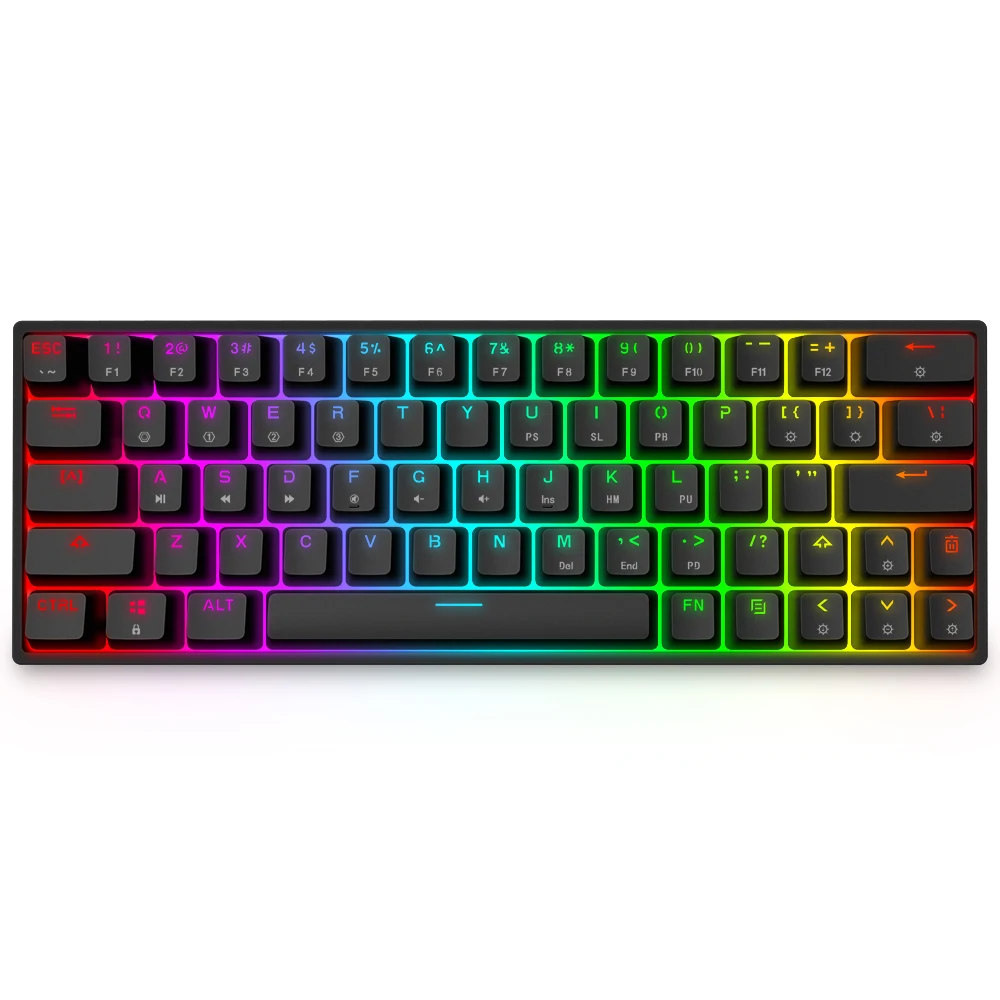 Estojo com Fio Bluetooth Programável Placa Pcb Teclado Cherry mx Kit Faça Você Mesmo Espaço Substituível Rgb Hot Swap Gk64 Gk64x Gk64xs - Imagem 2