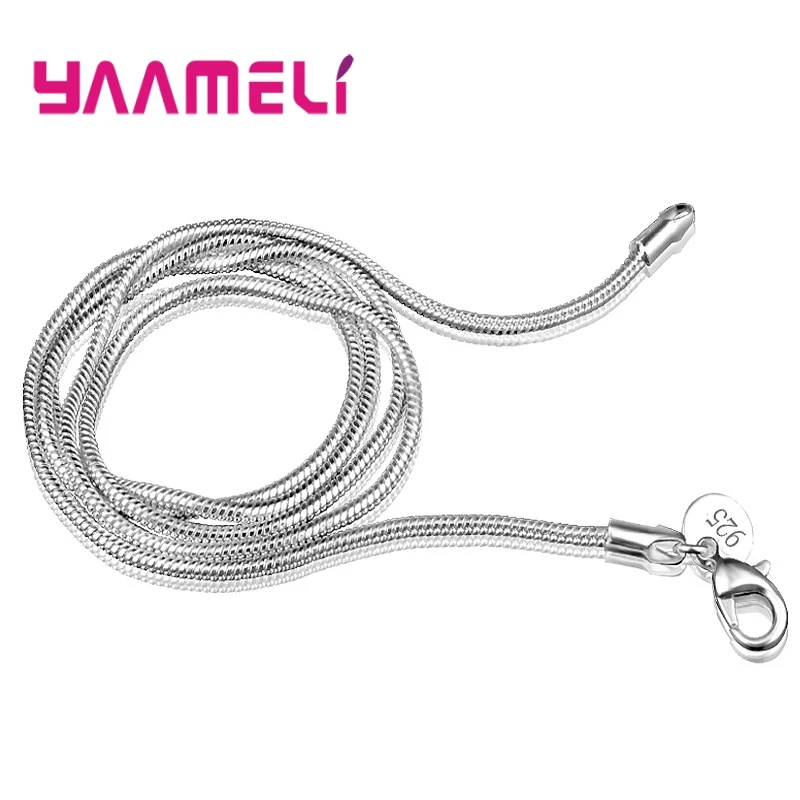 

1PC Retail 925 Sterling Silver Male Female Link Necklace Chains Hot Sale Snake Collar Jewelry with Lobster Clasps 16-30 Inches