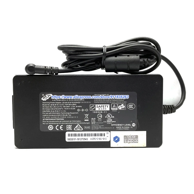 FSP 스위칭 전원 어댑터 19.5V 9.23A FSP180-AJBN3 노트북 충전기 Tongfang XNE15E19 용 EVOO EG-LP5-BK MAG-15