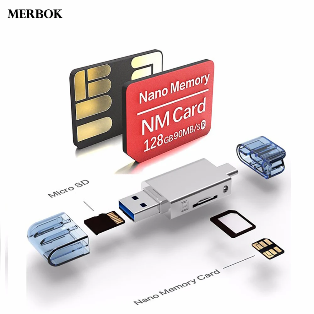 Dual use Type C USB3 0 High Speed TF NM Card Reader For Huwei Mate 20 1
