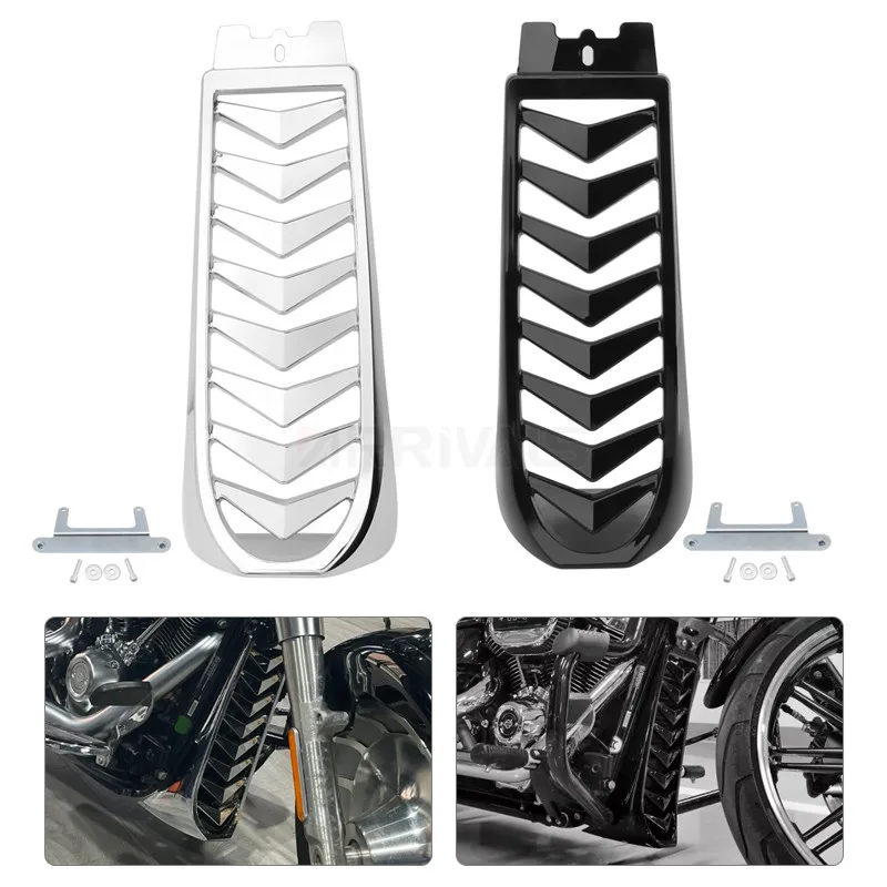 Motorcycle Black Chrome Lower Radiator Cover Chin Fairing Spoiler For Harley Softail Breakout