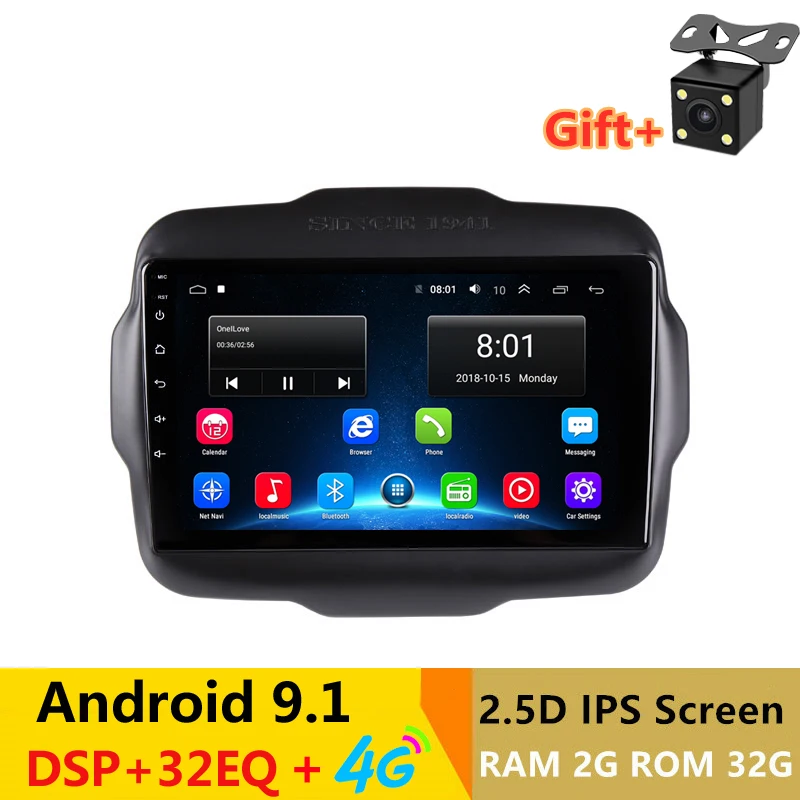

9" 2.5D IPS Android 9.1 Car DVD Multimedia Player GPS for Jeep Renegade 2015 2016 2017 2018 audio car radio DSP 32EQ navigation