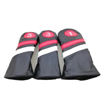 

3pcs Accessories Outdoor Soft Clubs Cover Stripe Protective Golf Elastic Long Neck Headcover PU Leather Waterproof Sports