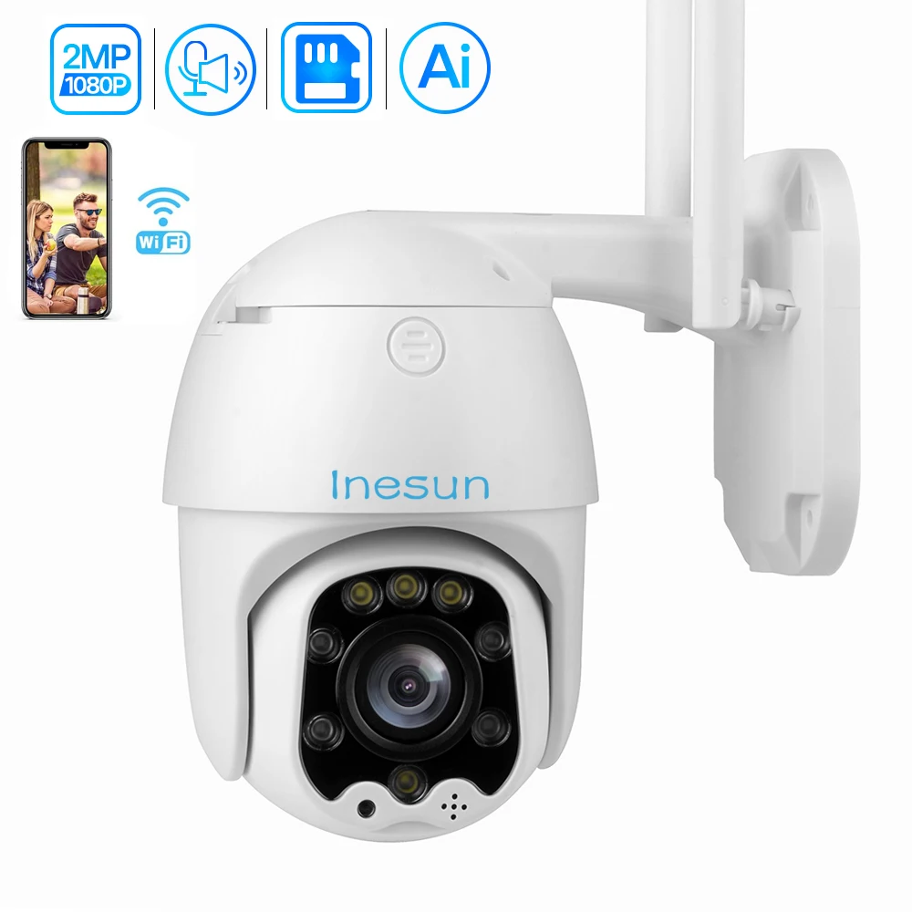 Inesun 1080P PTZ Беспроводная IP камера наружная мини Wi Fi скоростная купольная безопасности AI автоматическое