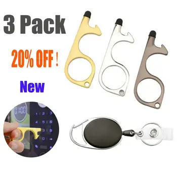 

Anti Contact Contactless Door Opener Safety Protection NO Touch Brass Key Door Opener Kits Safety Key Chain Handle Door Opener
