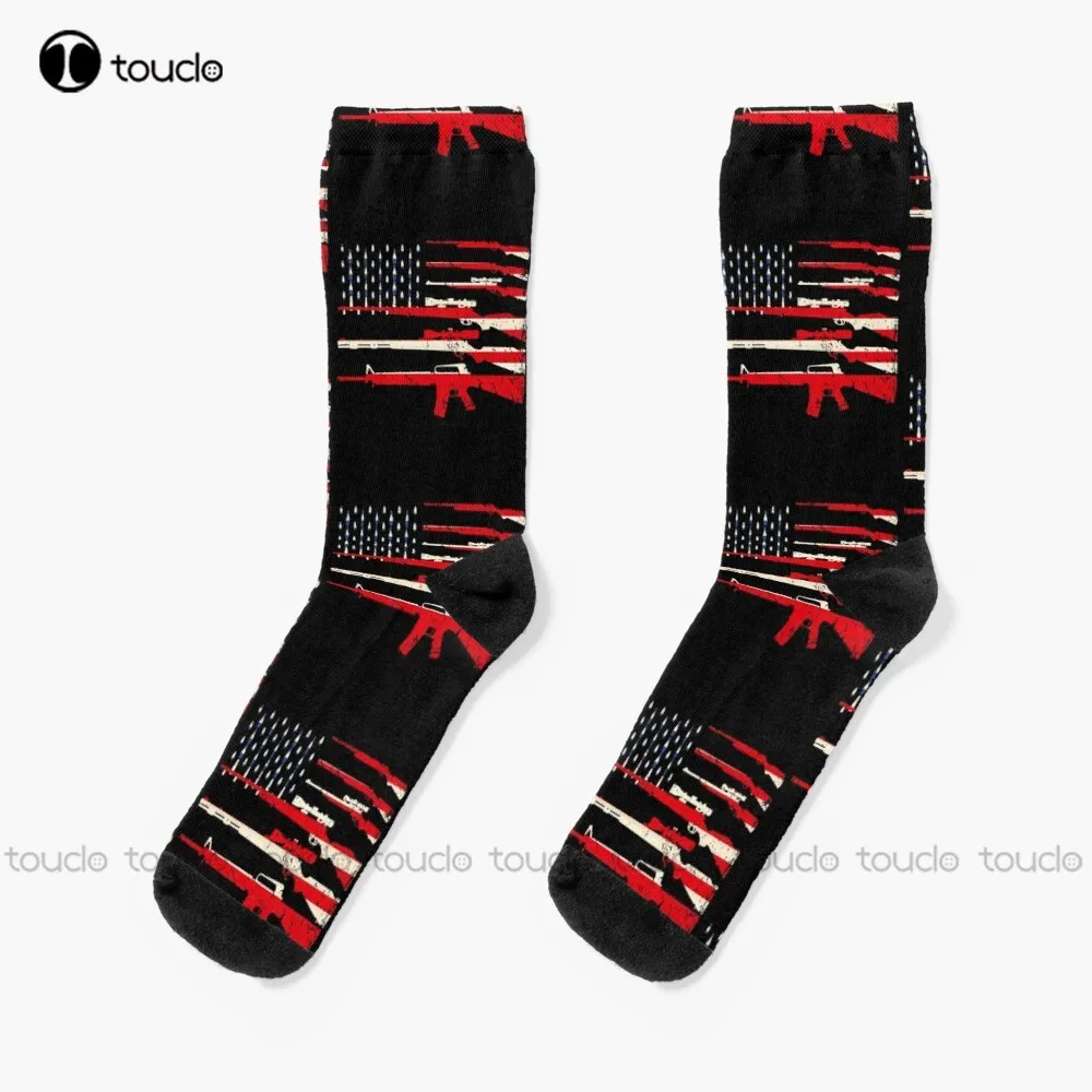 

Usa Flag Rifles Guns Weapons 2A Amendment Best Fathers Day Us Flag Weapon American Flag Guns Gifts Socks Mens Work Socks Gift