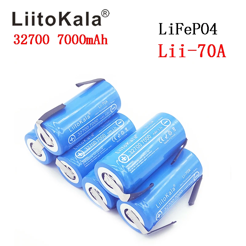 

12PCS LiitoKala 32700 3.2v 7000mAh lifepo4 rechargeable battery cell LiFePO4 5C discharge battery for Backup Power flashlight