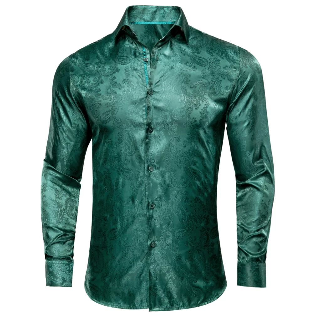 Dark green silk shirt mens Clearance