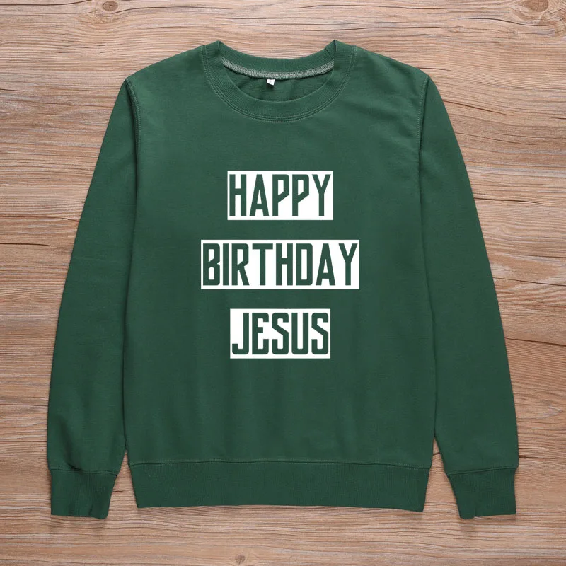 ONSEME/толстовка с круглым вырезом и надписью «Happy Birthday Jesus», Женский христианский джемпер, пуловер, свитшоты, женский спортивный костюм, S-128 - Цвет: Green-White