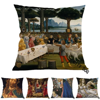 

Christian Jesus Decameron' Boccaccio Madrid, Prado Painting art Cotton and linen square pillow Cushion cover Home sofa Decor
