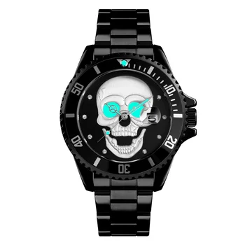 

Watch Fashion Man-made Diamond Skeleton Skull Head Night Li