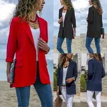 Manteau de costume pour femmes, cousu, slim fit, couleur unie, veste blazer à manches longues, hiver 2021 