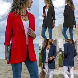 2021 casaco de terno feminino inverno costurado fino ajuste cor sólida manga longa blazer jaqueta