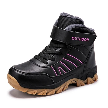 

Woman Winter Shoes Snow Boots With Plus Fur Warm Waterproof Running Sneakers High Top Lace-up Leather Thick Bottom Big Size 42