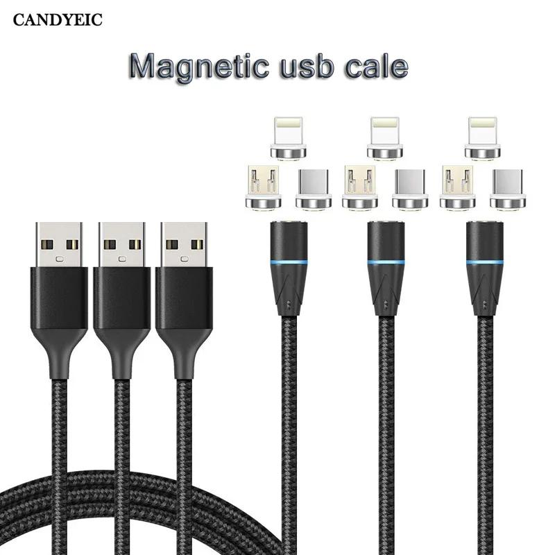 CANDYEIC 1 м USB C магнитные кабели для зарядки зарядное устройство Шнур для передачи данных зарядный провод для huawei P30 Pro Xiaomi Redmi Note6 pro телефонные кабели