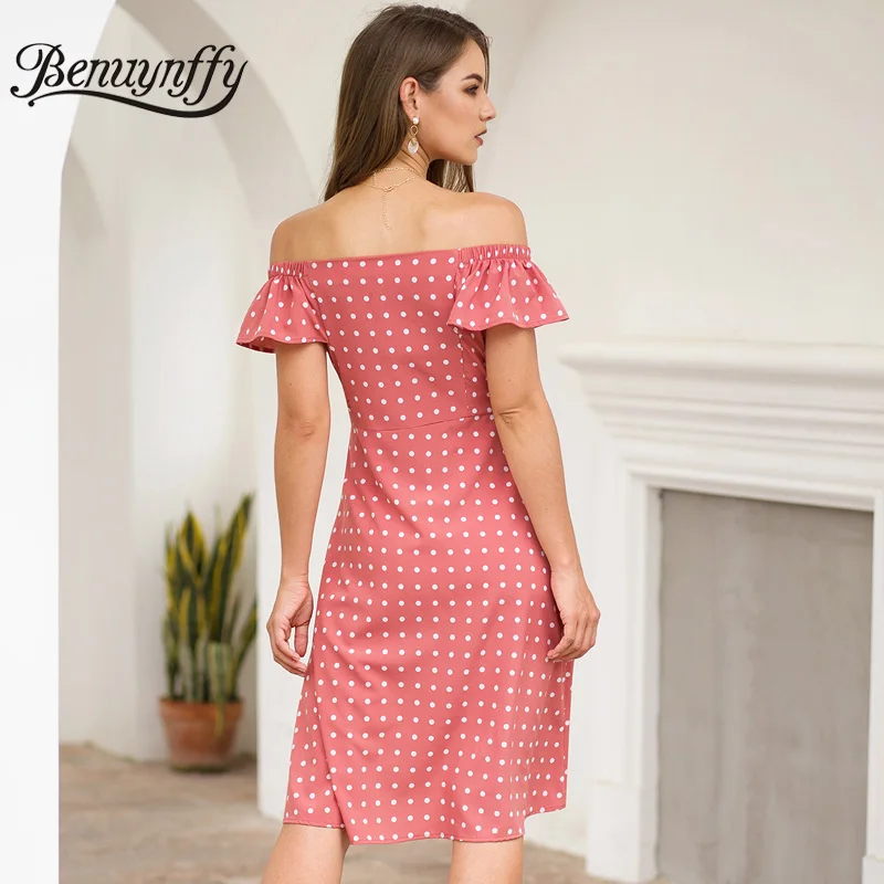 Very Cheap 1ybor Benuynffy Ruffle Sleeve Off Shoulder Button Women Dress Summer Vestidos Casual Slim High Waist Polka Dot Midi A Line Dress Very Cheap 1ybor Benuynffy Ruffle Sleeve Off Shoulder Button Women Dress Summer Vestidos Casual Slim High Waist Polka Dot Midi A Line Dress