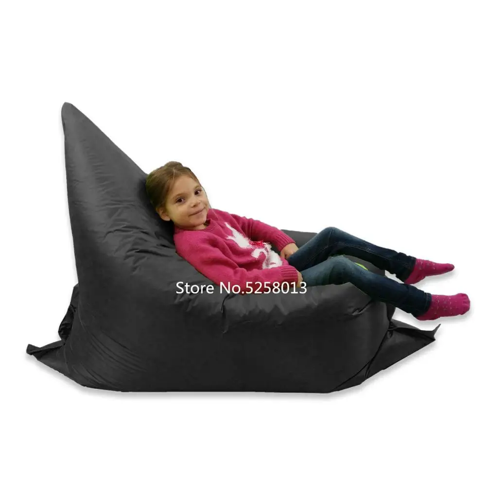 Черный Пол бобовый мешок стул, без ног водонепроницаемый beanbag диванные сиденья