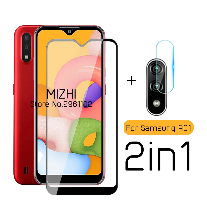 Защитное стекло 2 в 1 для samsung a01 защита экрана камеры galaxy a 01 a015f фотопленка