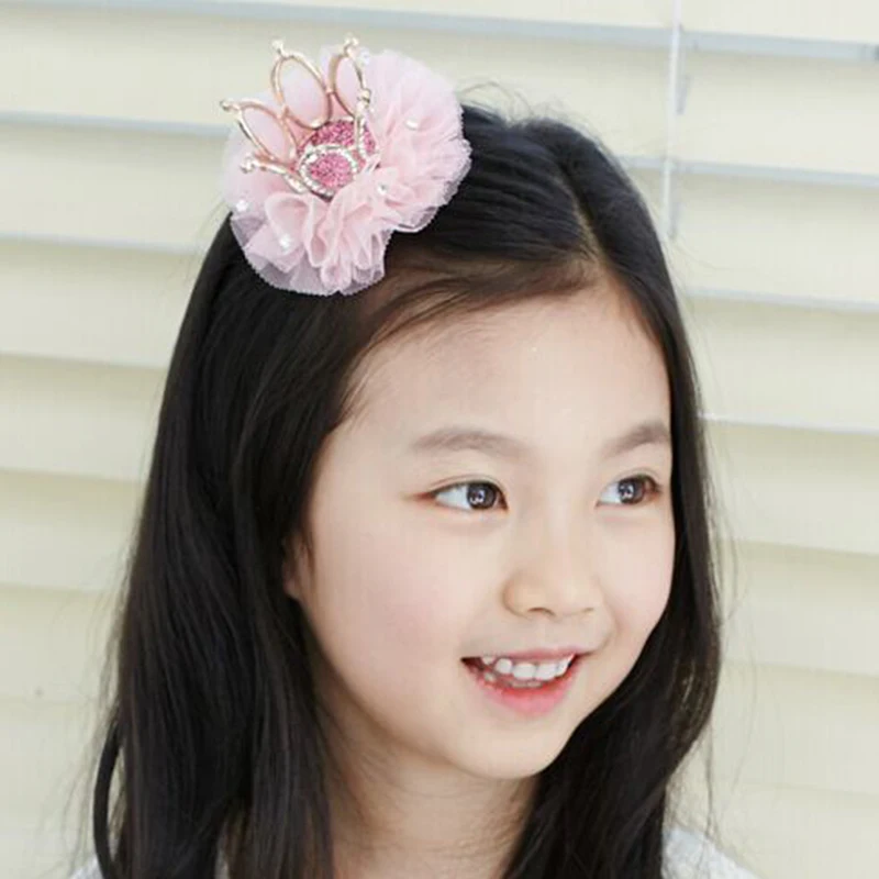 

Crystal Crown Lace Baby Hair Clips For Girls Headwear Princess Rhinestone Tiaras Sweet Girls Hairpins Kids Hair Accessories