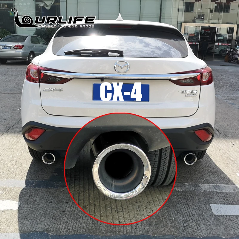 2Pcs Car Stainless Steel Tailpipe Trims Exhaust Muffler Tail Pipe Tip for Mazda CX-5 2014-2018-2019 
