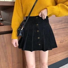 Осень Зима Высокая талия колледж мини юбка Вельветовая юбка faldas сексуальная девушка короткие юбки saia feminina юбка плюс размер 2XL3XL 4XL