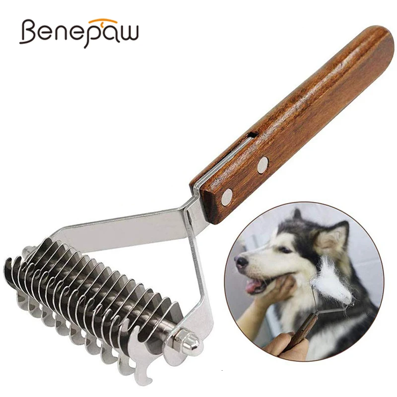 Benepaw プロの犬用ブラシ 軽くて効率的 安全なペットコーム 下からの結び目を取り除く 木製のハンドル 子犬用 犬用櫛 Aliexpress