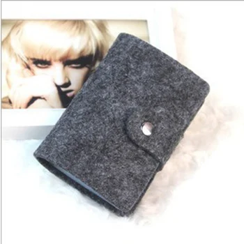

Daily Portable Home Anti Scratch Fashion Solid With 24 Sub Box Dustproof Travel Wool Felt Women Card Wallet