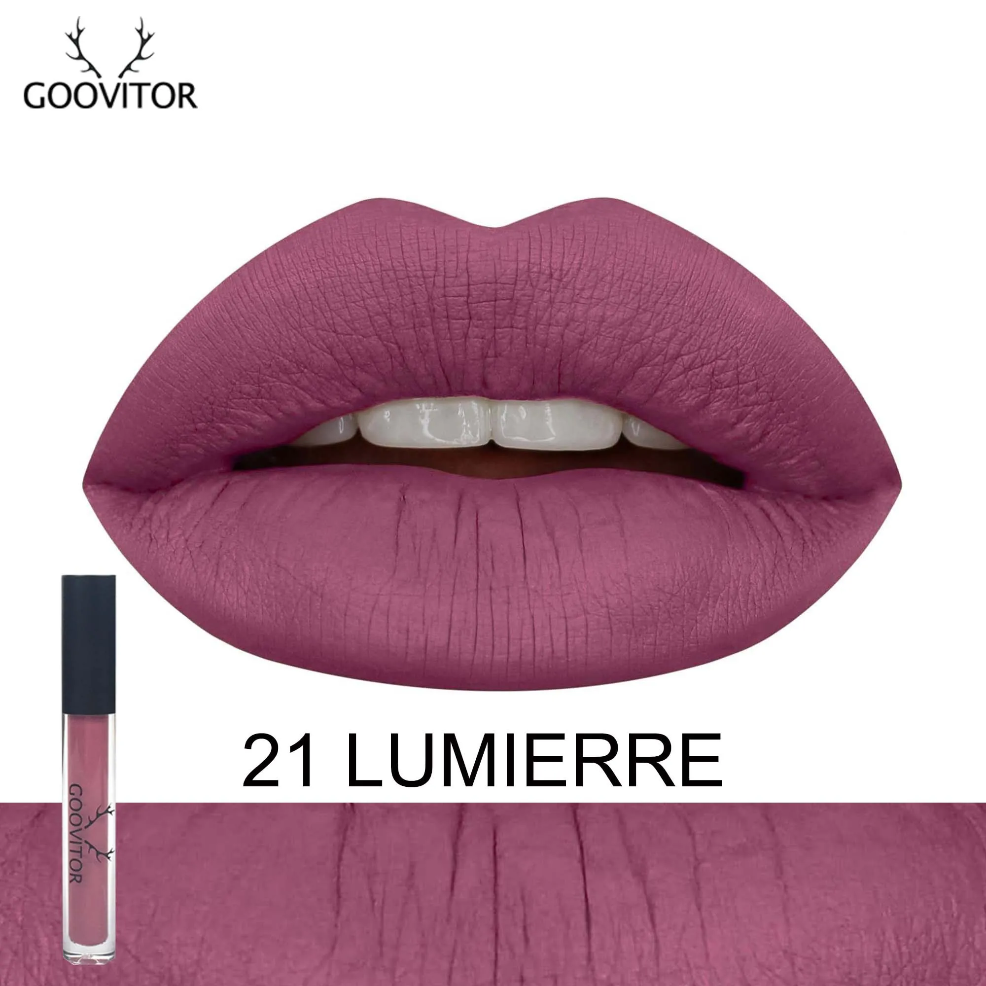 21 Lumierre Goovitor стойкая высокопигментированная Матовая жидкая губная помада, блеск для губ, водостойкий красный бархат, телесный, 25 цветов, макияж - Цвет: 21 Lumierre