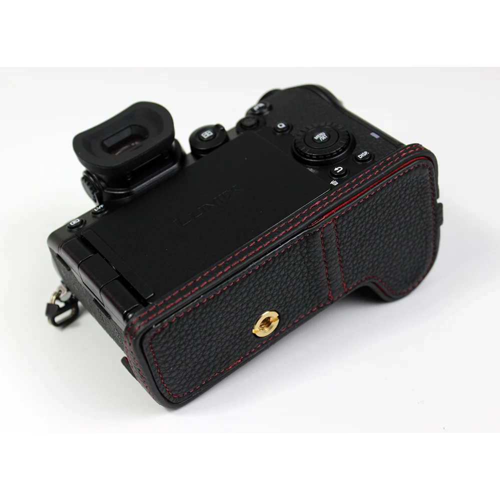 Couro Genuíno Meia Capa Bolsa para Câmera Portátil Concha Protetora para Panasonic Lumix s5 Markii S5ii - Image 2
