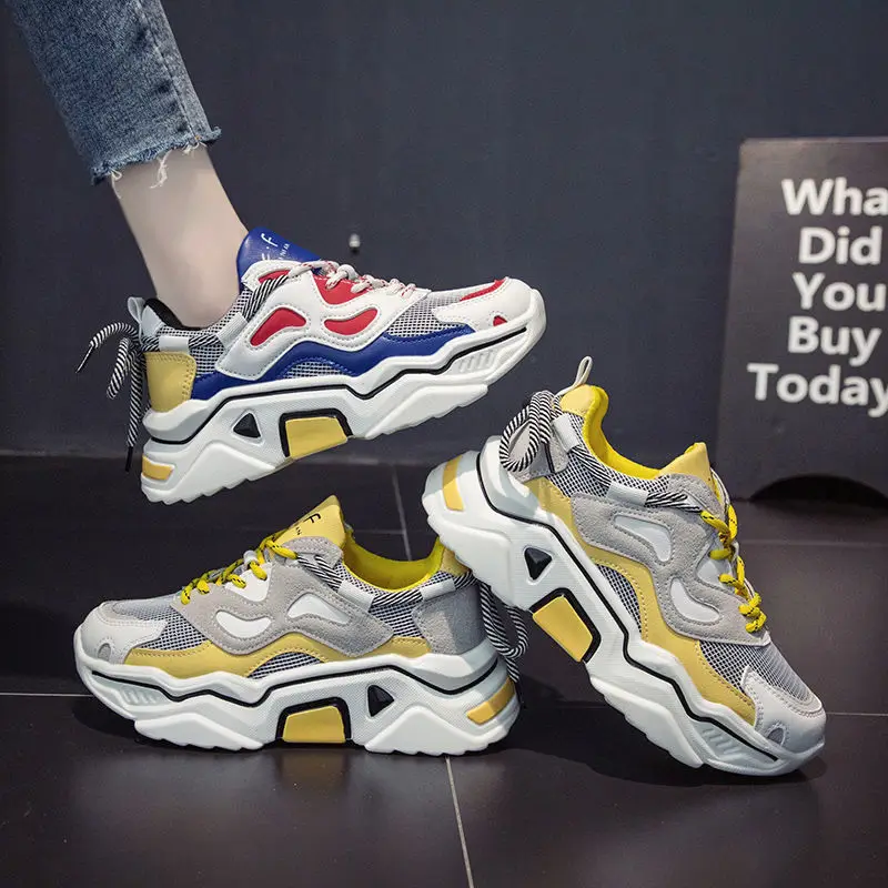 

Women Sneakers 2019 Multi color Thick Sole Ladies Platform Shoes Height Increasing Chunky Shoes Women Casual designer shoes