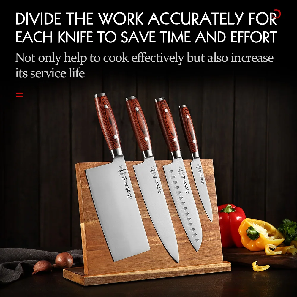 HEZHEN 5PC knife Set Magnetic Knife Holder Stainless Steel Kitchen Tools  Cook Chef Knives Basic Series