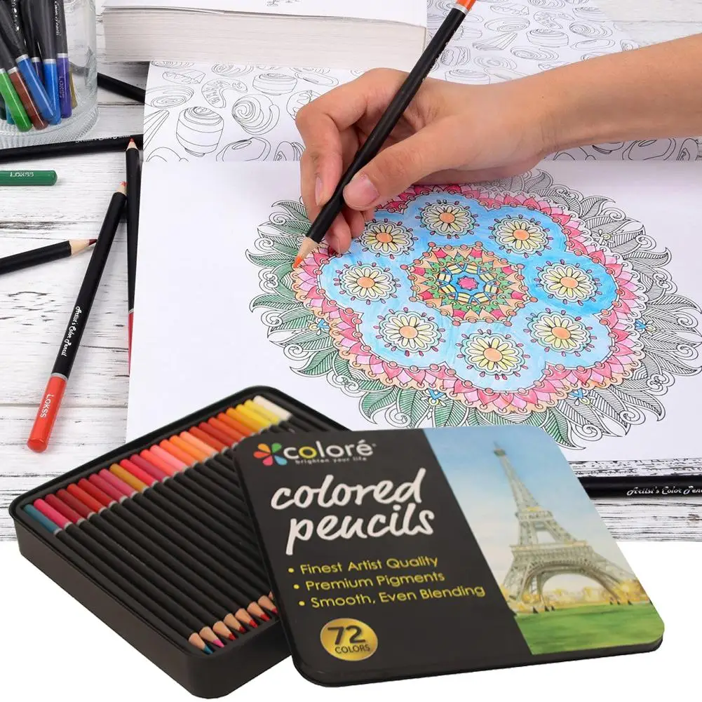 

72 Colors Water Colored Pencils for School Student Wooden Colored Pencil Painting Color Pencil Iron Box Drawing Sketch Pencils
