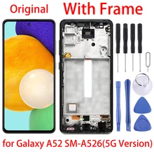 Ensemble écran tactile LCD avec châssis, pour Samsung Galaxy A52 SM-A526 (Version 5G), Original=