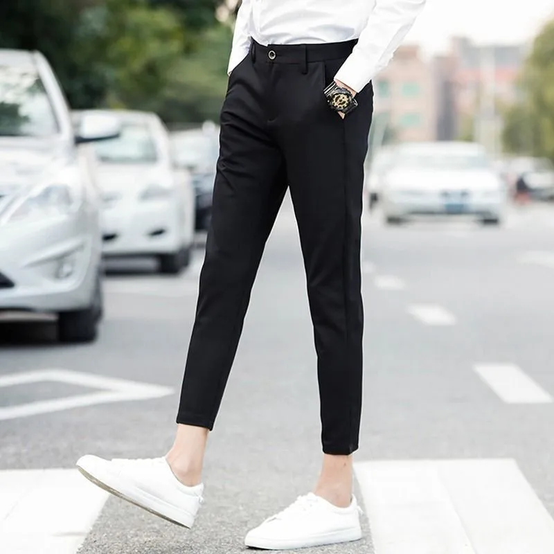 slim cropped trousers mens