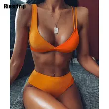 Yellow Orange Patchwork Bikini Set High Waist Swimwear Women High Cut Swimsuit String Strap Bathing Suit Female 2020 Biquini Yellow Orange Patchwork Bikini Set High Waist Swimwear Women High Cut Swimsuit String Strap Bathing Suit Female 2020 Biquini