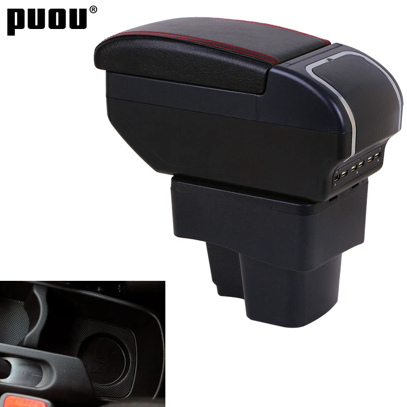 Caixa descanso para braço para kia rio 3, 2011-2016 com carregamento usb, cinzeiro, suporte para copo, centro rotativo, armazenamento para console caixa de caixa