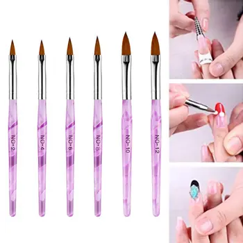 

6Pcs/set Acrylic Nail Art Painting Brush Professional UV Gel Drawing Dotting Crystal Pen for Salon Home Manicure Use