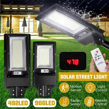

3800W 966 LED Digital Display Solar Street Light with Remote Control Radar Motion Sensor 2800W 492 LED Outdoor Garden Wall Lamp