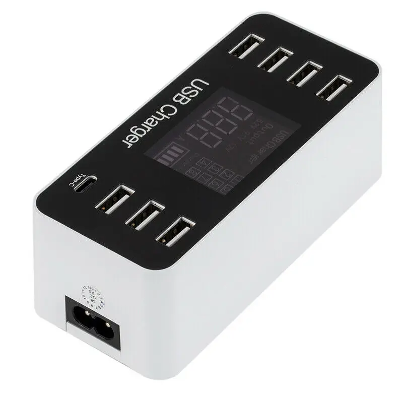 Type-C USB быстрое зарядное устройство 60 Вт 8-портовый светодиодный дисплей Быстрая зарядка 3,0 Быстрая зарядка Настольная зарядная станция iPhone X 8 7 6, iPad